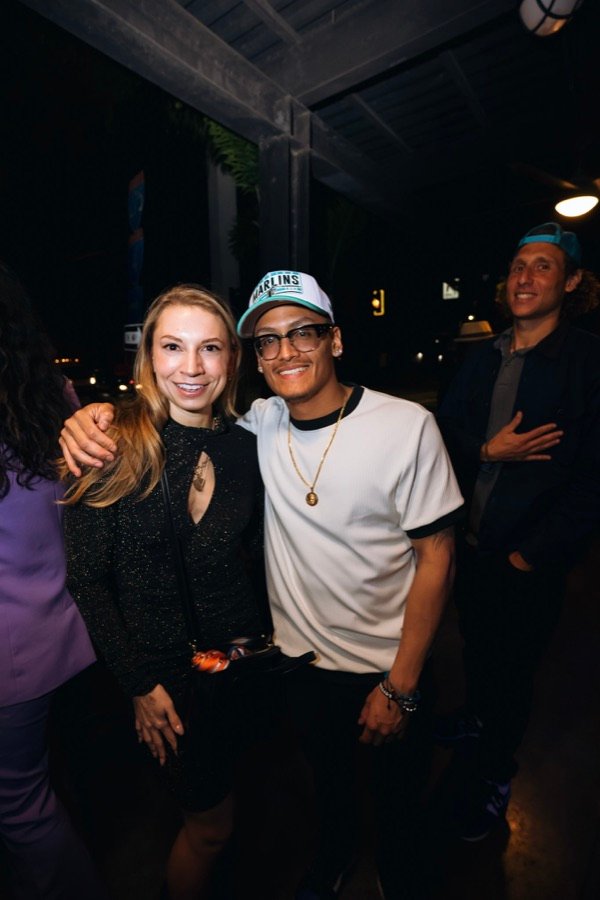 Allan with a client at an evening event